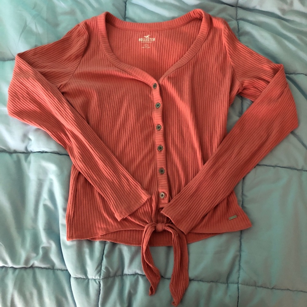 Tie Front Long Sleeve Top